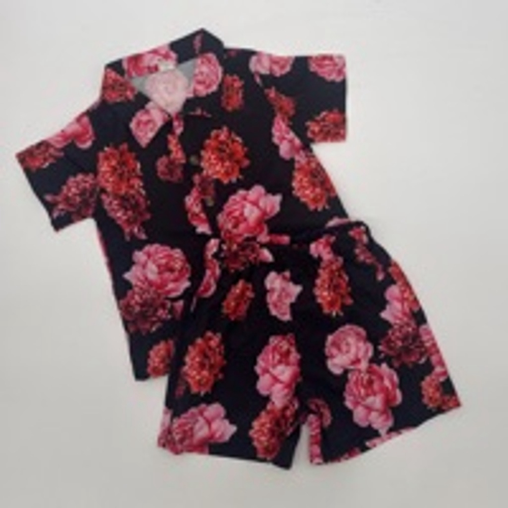 NEW Unisex SHEIN PJ Set Size 12-18M Black Floral